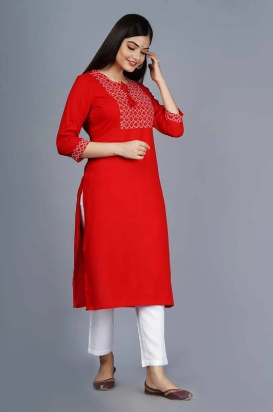 Elegant Embroidered Rayon Kurtis for Women